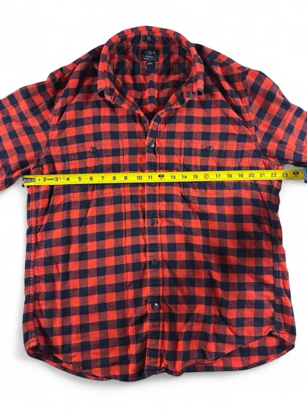 J. Crew Red and Navy Blue Check Flannel Shirt XL Slim Fit